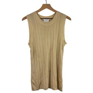 St.John Ribbed Tan Tank Top 100% Rayon Size Large